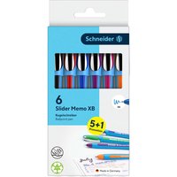 Schneider 6er Set Kugelschreiber "Slider Memo", farbig sortiert – Ansicht 1