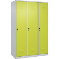 C+P Spind Classic PLUS, 3 Abteile, 1850x1200x500mm, Lichtgrau/Clowngrün