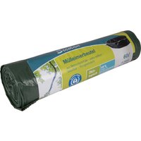 Secolan Mülleimerbeutel ohne Zugband, 60 Liter, 15 Stück,30 µ, grün/schwarz