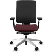 Profim Bürodrehstuhl "XENON NET" mit Armlehnen, Gestell: silber, Sitz: bordeaux