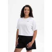 MELA Bio-Damen-T-Shirt "JOSHNA" mit Bike-Stickerei, weiß, cropped, Gr. L