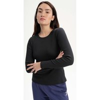 MELA Bio-Damen-Langarmshirt 'MEHAR' mit Rundhalsausschnitt, schwarz, Gr. S