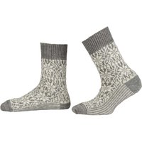 Hirsch Natur Unisex-Wollsocken 'Norweger Sternenmuster' hellgrau/natur, Gr. 36/37