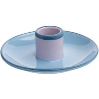 tranquillo Kerzenhalter "BLUE CANDY" für Stabkerzen, Steinzeug, 3,2 x Ø 10,5 cm, blau/lila
