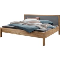 Cinall Massivholzbett "Aalbaek" Fußteil niedrig, Kopfteil aus Filz, 200x200 cm, Eiche – Ansicht 1