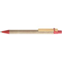RITTER CARES Papp-Druckkugelschreiber rot Holzclip flach, Funktionsteile rot