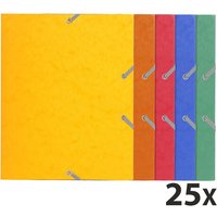 25 Exacompta Sammelmappen, Colorspan-Karton, 400 g/m², 22 x17 cm, 3 Klappen, sortiert