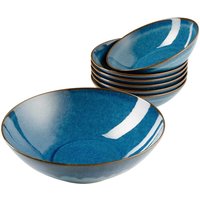 Mäser Salatschüssel-Set 7-tlg. "Ossia" Steinzeug, blau – Ansicht 1
