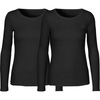 Neutral 2er-Pack Bio-Damen-Langarmshirt mit Rundhalsausschnitt, black, Gr. L – Ansicht 1