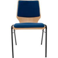 Besucherstuhl "A2" Buche lackiert, Gestell schwarz, Steg, Sitz- und Rückenpolster blau – Ansicht 1