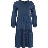 Living Crafts Bio-Damen-Kleid "Philippa" mit V-Ausschnitt, indigo patch, Gr. S
