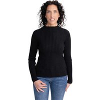 MELA Bio-Damen-Strickpullover 'NAMARI' mit kurzem Stehkragen, schwarz, Gr. S
