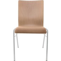 Besucherstuhl "A45" Buche, Gestell silber, Steg, Sitzpolster braun
