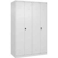 C+P Schwarz-Weiß-Spind Classic PLUS, 4 Abteile, 1850x1200x500mm, Verkehrsweiß/Verkehrsweiß – Ansicht 1