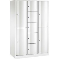 Kombi-Schließfachschrank, H1950xB1148xT540 mm, 2+5+2 Fächer, Verkehrsweiß