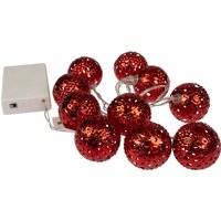 Konstsmide LED-Dekolichterkette "Kugeln" rot, 10 Dioden warmweiß