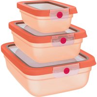 EMSA 3er-Set Frischhaltedosen "oneClick" 0,5l, 1,2l, 2,3 l,aus Kunststoff, orange – Ansicht 1