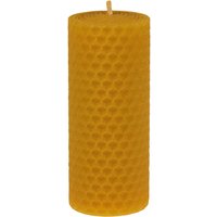 Kerzenfarm Hahn Stumpenkerze mit Wabenmuster aus Bienenwachs, 10 x 4 cm – Ansicht 1