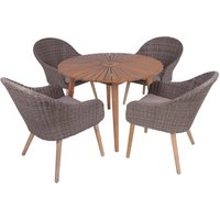 Gartenmöbel-Set "FREMONT/PUEBLO 01" 5-tlg. 1 Tisch Akazie, 4 Sessel KSgefl. dunkelbraun