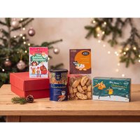Bio-Geschenkset "Veganer Weihnachtsgenuss", 4-tlg., mit Tee, Trinkschokolade und Gebäck