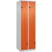 C+P Z-Spind Classic PLUS, 4 Fächer, 1850x600x500mm, Lichtgrau/Reinorange – Ansicht 1