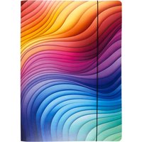 Sammelmappe "Colour-Waves", DIN A3 mit Gummizug, Einschlagklappen, Recyclingkarton