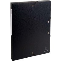 8 Exacompta Archivboxen, Colorspan-Karton, 600 g/m², DIN A4, Gummizug, RB 25 mm, schwarz
