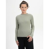 MELA Bio-Damen-Strickpullover 'NAMARI' mit kurzem Stehkragen, green clay, Gr. M