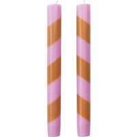 tranquillo 2er-Pack Stabkerzen "GLUMI TWIST" aus Stearin, H 20 cm, rosa