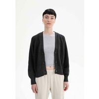 MELA Bio-Damen-Rippstrick-Cardigan 'BHUMA' mit Raglan-Ärmel, schwarz, Gr. L