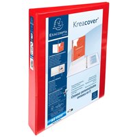10 Exacompta Ringbücher "Kreacover", DIN A4 Maxi, 4 Ringe 30 mm, RB 47 mm, 2 Taschen, rot