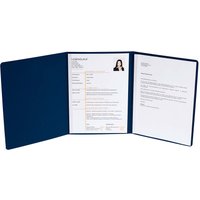 10 Exacompta Bewerbungsmappen in Leinenoptik, 400 g/m², DIN A4, 3-tlg. 2 Klemmsch., blau – Ansicht 1