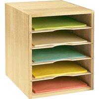 Ablage- und Sortierbox aus Fichte geölt, 5 Fächer, DIN A4 – Ansicht 1