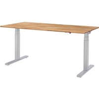 memo Höhenverstellbarer Schreibtisch "Sit-Up 3.0" silber, Eiche massiv, 120 x 80 cm