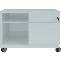 BISLEY Rollcontainer "Caddy Note™" Schubladen und Ziehgriff rechts, lichtgrau – Ansicht 1