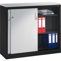 Schiebetürenschrank aus Stahl 120 cm breit anthrazit/alusilber T 40 H 100