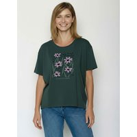 GREENBOMB Bio-Damen-T-Shirt 'No Rain' mit angeschnittenen Ärmeln, petrol green, Gr. M