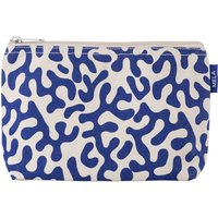 MELA Kosmetiktasche aus Bio-Baumwoll-Canvas 20 x 15 cm, greige/blue coral print