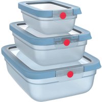 EMSA 3er-Set Frischhaltedosen "oneClick" 0,5l, 1,2l, 2,3 l,aus Kunststoff, blau – Ansicht 1