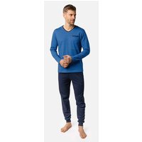 Living Crafts Bio-Herren-Schlafanzug 'Colin', navy/royal blue, Gr. M – Ansicht 1