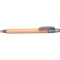 PEFC-zertifizierter Holz-Druckkugelschreiber 'Prisma' mit rauch transparenten Funktionstei