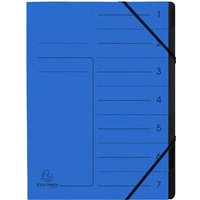 10 Exacompta Ordnungsmappen aus Colorspan, 355 g/m², DIN A4, Gummizug, 7 Fächer, blau