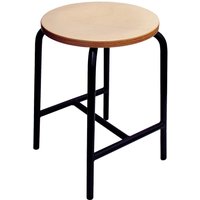 H-Strebe-Hocker mit Buchenholzsitzfläche, Höhe 500 mm