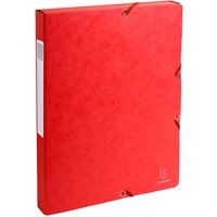 8 Exacompta Archivboxen, Colorspan-Karton, 600 g/m², DIN A4, Gummizug, RB 25 mm, rot