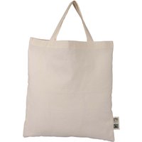 memo Bio-Baumwoll-Tragetasche mit Fairtrade-Siegel, natur, 38 x 42 cm, kurze Henkel