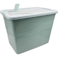 Aufbewahrungsbox "HAMBURG" mit Deckel und Rollen, pastellgrün, 80 l – Ansicht 1