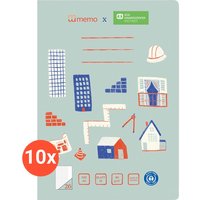 10 er Pack memo x SOS-Kinderdörfer weltweit Schulheft DIN A4, 16 Blatt, Lin. 26