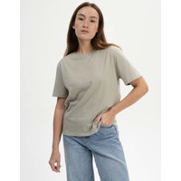 MELA Bio-Damen-T-Shirt 'TANIKA' mit geripptem Rundhalsausschnitt, dusty green, Gr. M – Ansicht 1