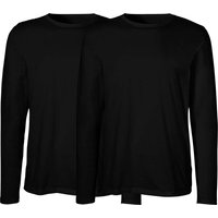Neutral 2er-Pack Bio-Herren-Langarmshirt mit Rundhalsausschnitt, black, Gr. L