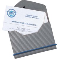 Visitenkarten-Etui grau, Verschlussknopf und -gummi blau – Ansicht 1